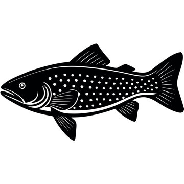 Brown trout silhouettes on a white background. 