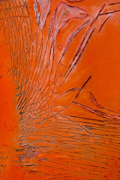 Abstract Amtrak-inspired orange peeling paint texture background
