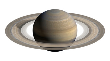 Saturn planet with rings orbiting in outer space for astronomy and science illustration. © Isolated_png