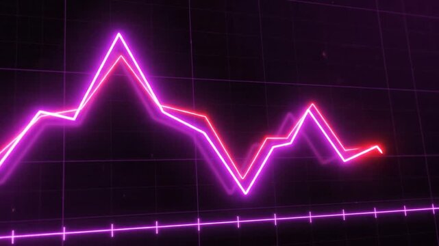 Glowing neon line graph showing data growth on dark background
