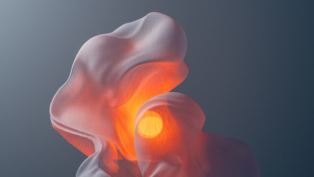 Glowing Organic Mesh Forms on Dark Background