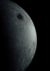 Moon Surface Close Up in Dramatic Black and White © Beiqiu
