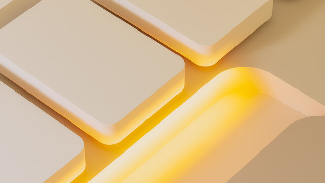 Overlapping Rounded Panels with Golden Light