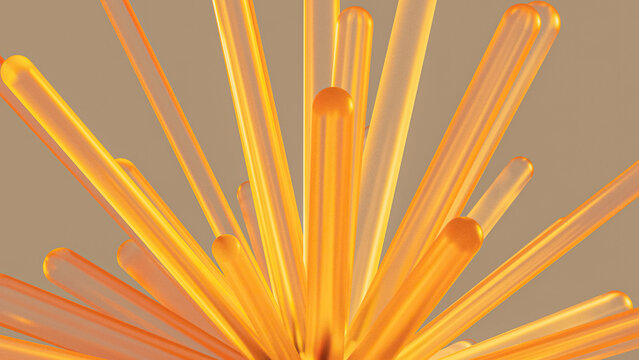 Upward Fan of Luminous Amber Glass Rods