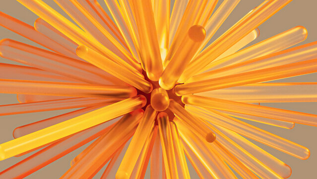 Radiating Amber Glass Rods Abstract Background