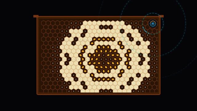 Abstract honeycomb pattern with hexagonal cells forming geometric design on dark background