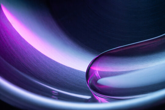 Abstract neon wave with luminous curve on tech background