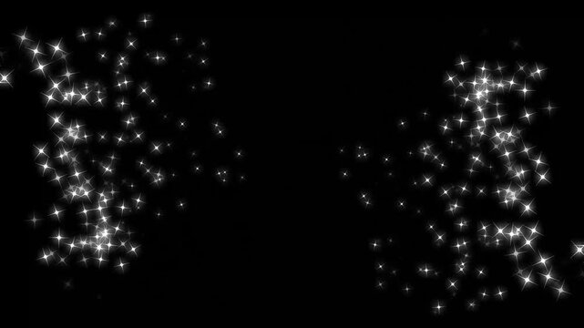 White glitter sparkles trail, stars sparkle line, luxury white glitter sparkles star trail, magic dust and pixie dust path, glowing particle black screen overlay for festive videos. 4k