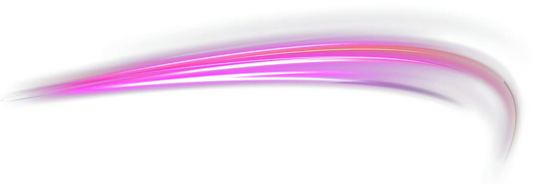 Pink and purple neon light swoosh with glowing curved trails for futuristic motion, technology and abstract design