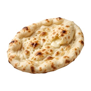 Delicious Golden Brown Naan Bread with Melted Cheese Center Perfectly Baked for Authentic Indian