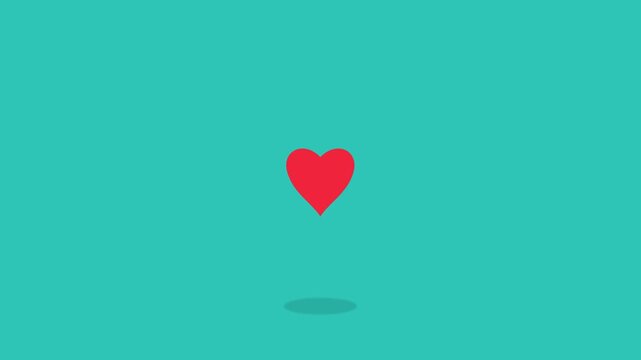 Animated Heart Symbol Floating on Bright Blue Background.