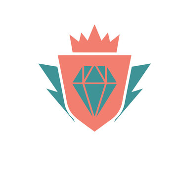 Diamond crest with crown and wings