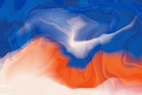 Abstract blue and orange fluid color background