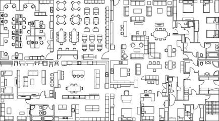 Obraz premium Architectural floor plan with furniture and interior design symbols