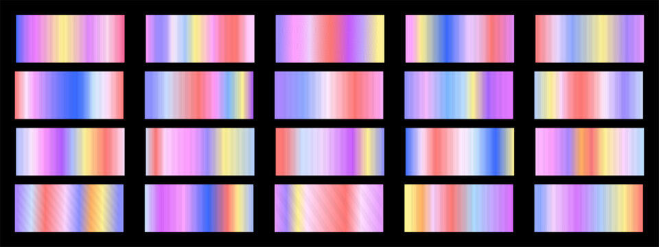 Iridescent rainbow gradient swatch set