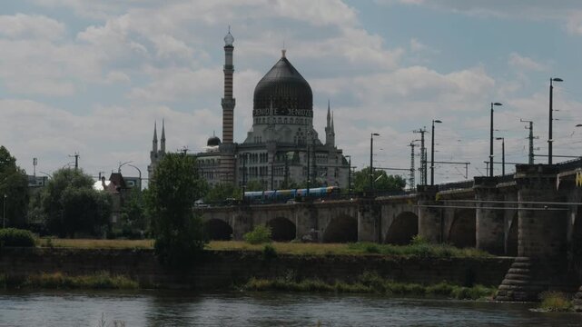 View of Marienbrucke and Yenidze in Dresden, Germany