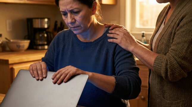 Support for woman facing online harassment at home