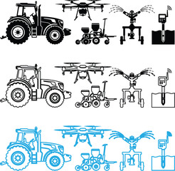 Space exploration equipment silhouettes including lunar rover astronaut helmet and lander © Jyatish Barman23232