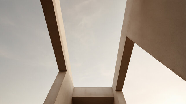 Low Angle View of Modern Minimalist Architecture Beams Against Sky