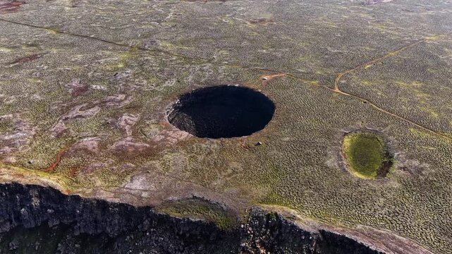 Aerial view of Litla-Viti volcanic crater in Iceland.