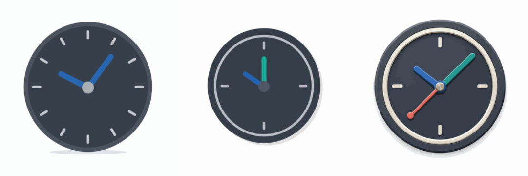 Vector clock icon set on a white background