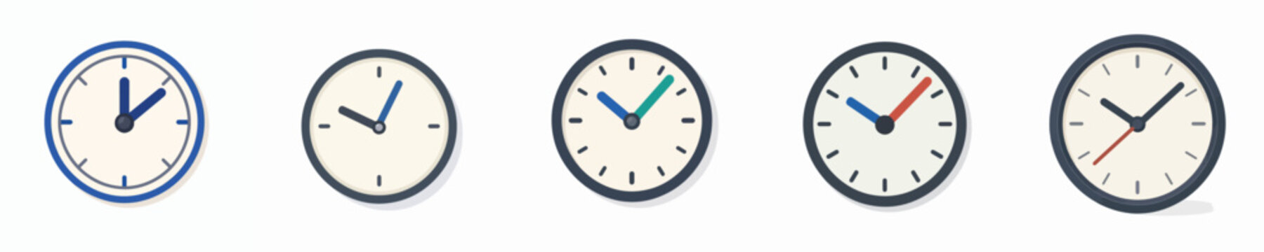 Vector clock icon set on a white background