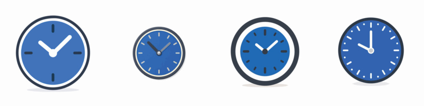 Vector clock icon set on a white background