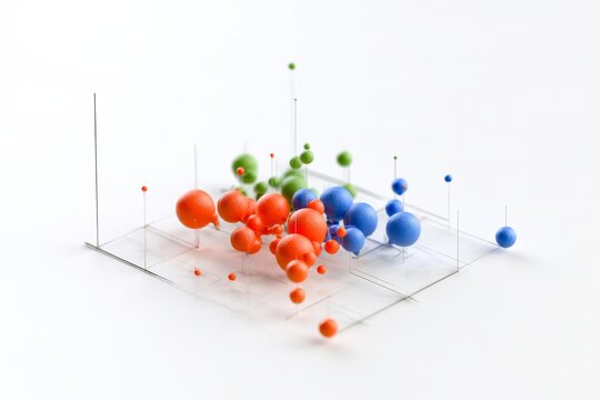 3D scatter plot chart bubble diagram icon isolated on white background. Minimal matte claymorphism business analytics data science concept.