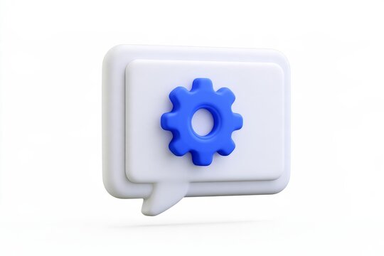 3D browser window setting icon with a gear inside isolated on white background. Minimal matte claymorphism style software config concept.