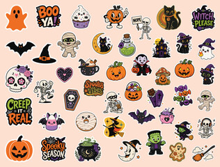 Fototapeta premium HALLOWEEN STICKERS BUNDLE.