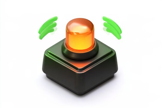 3D smart traffic light icon with wireless signal wave isolated on white background. Matte claymorphism smart city and IoT network concept.