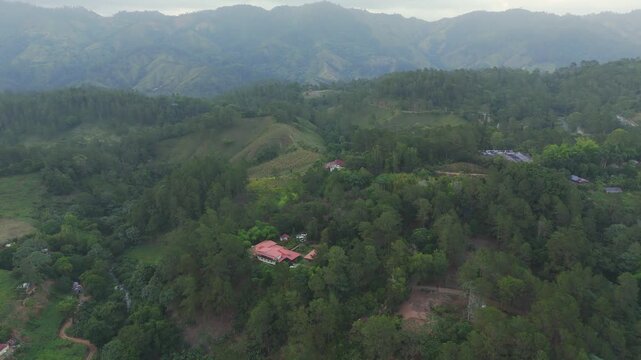 Aerial view of Jarabacoa mountains, Dominican Republic.