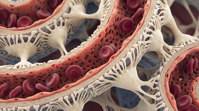 Ultra Realistic Glomerular Filtration Barrier Microscopic Kidney Capillary Podocyte Architecture Medical Background