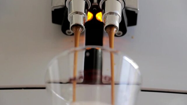 Fresh Espresso Extraction from Professional Coffee Machine