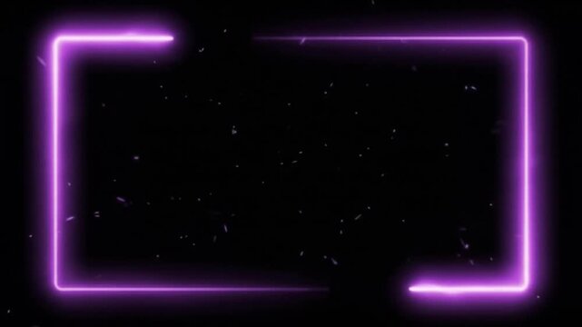 Neon light frame motion with glowing purple border and starry background