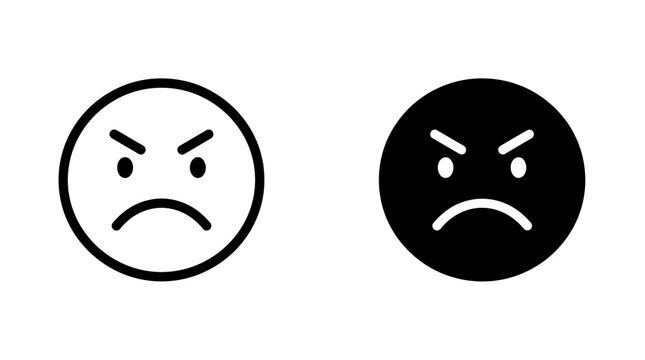 Angry face emoji icons with aggressive expression for digital communication and feedback.