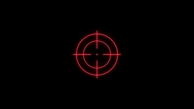 Neon Red HUD Reticle Target Lock Animation Futuristic Military Crosshair Screen Overlay
