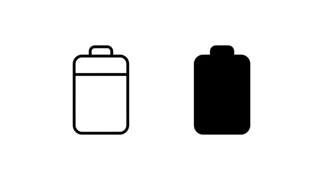 Battery charging status icons in outline and solid styles for energy power level interface.