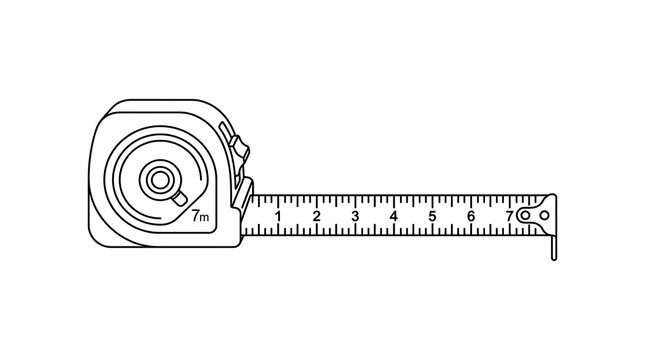 Steel tape measure tool with markings construction engineering architectural industrial distance centimeter