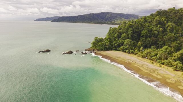 Aerial view of Osa Peninsula coastline, Costa Rica.