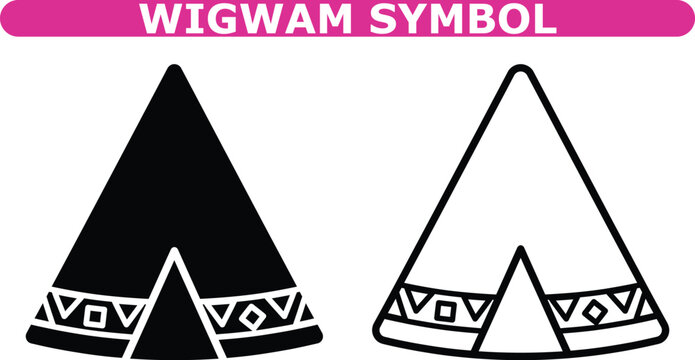 Teepee tent icon set, vector solid and outline collection of Native American wigwam symbols, traditional tribal dwelling, and historical indigenous culture elements
