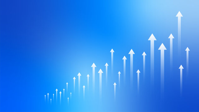 Stock Market Trend Background with Upward Arrow. Financial Growth Chart and Investment Profit Concept for Business Economy Banner. Vector Illustration