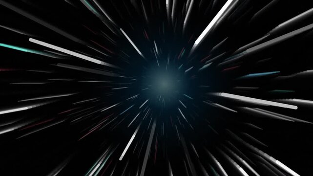 Abstract digital background with light speed warp effect in space,"A dynamic abstract background featuring streaks of light creating a high-speed warp effect, suggesting interstellar 