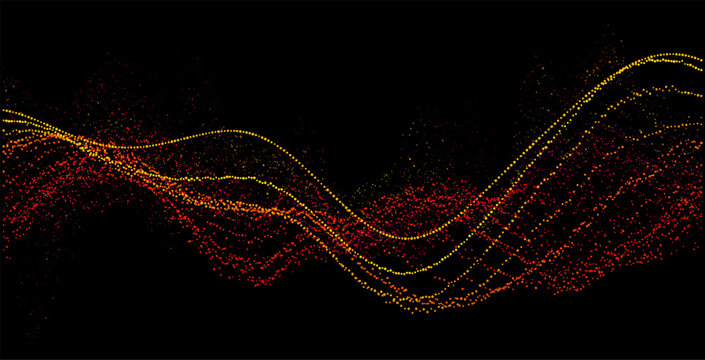 Colorful abstract particle waves representing digital information flow