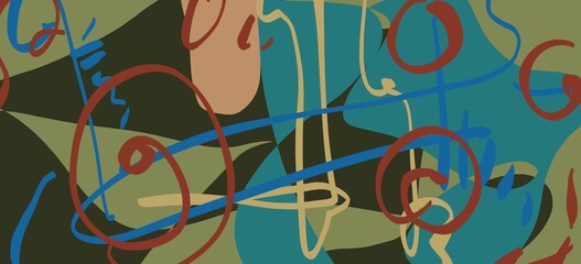 Abstract image for printing. Picture for modern interiors. The picture is painted by hand on a tablet. © neurostructure