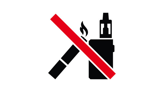 No Smoking and Vaping Sign Flat Vector Icon