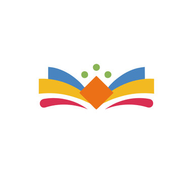 Abstract colorful open book logo