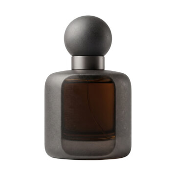 Modern matte charcoal perfume bottle with round spherical cap