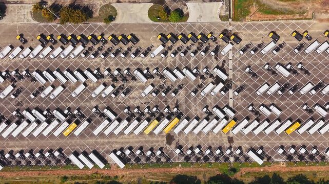 Aerial view of truck manufacturing unit in India.