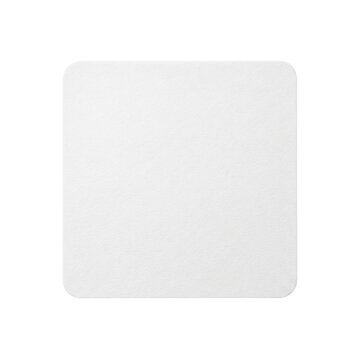 Blank white rounded square paper coaster sheet mockup